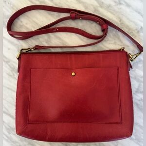 Madewell Red Leather Crossbody Bag